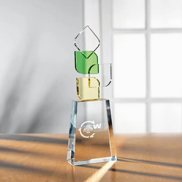 Crystal Amber Green Leaf Awards 3
