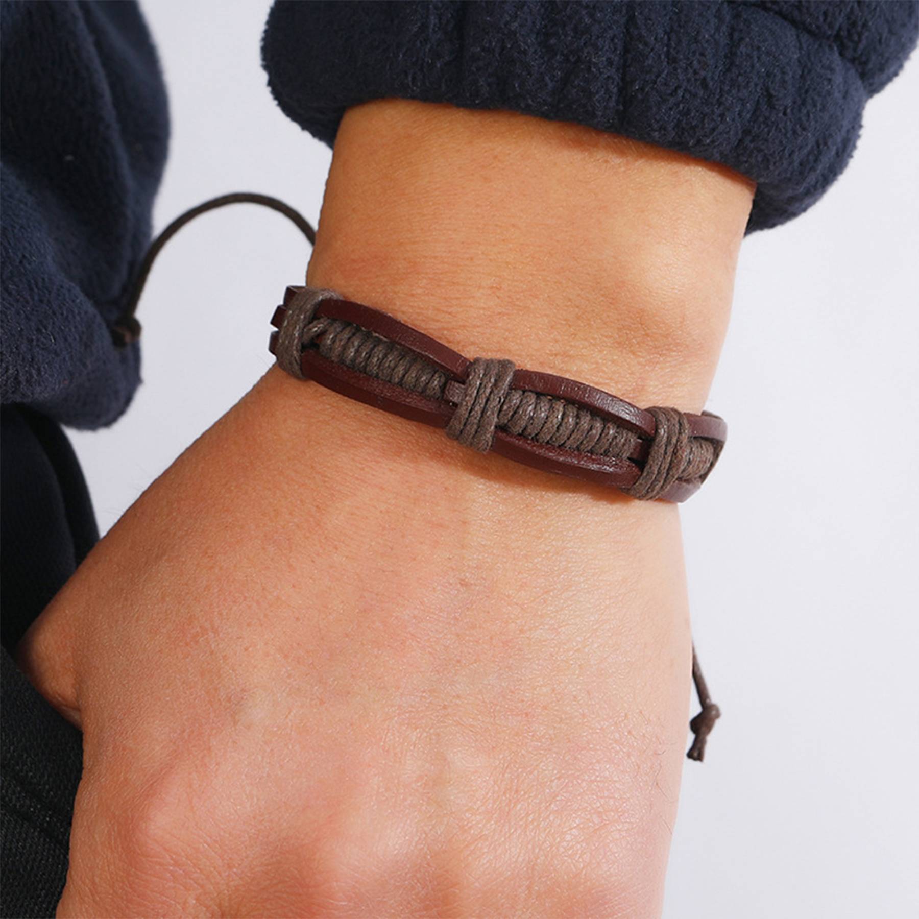 PU Simple hand-woven men's bracelets 6