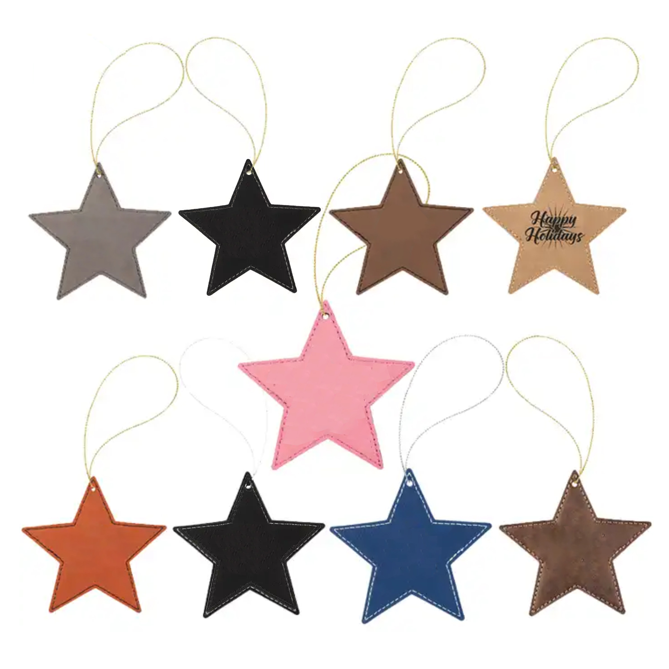 Leather Star Shaped Ornament with String 2