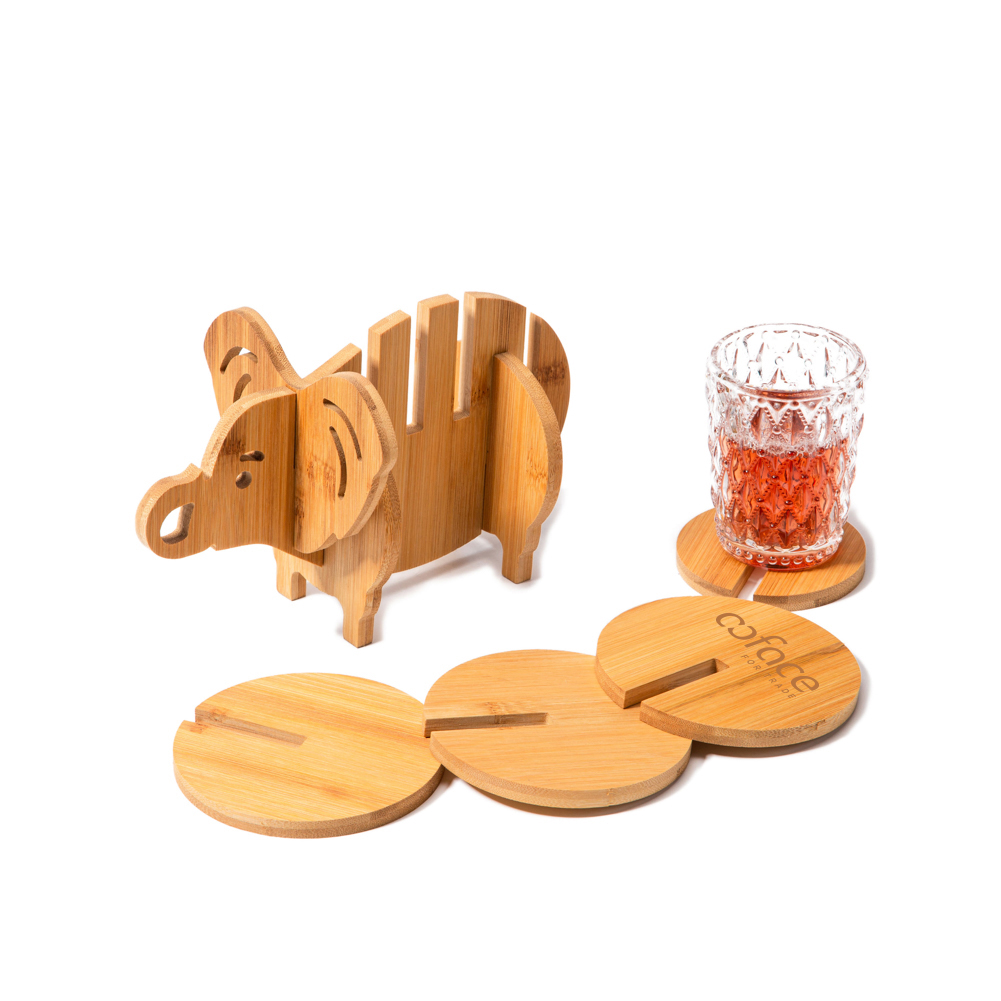 Elephant Shaped Bamboo Coaster and Table Top Decoration 4