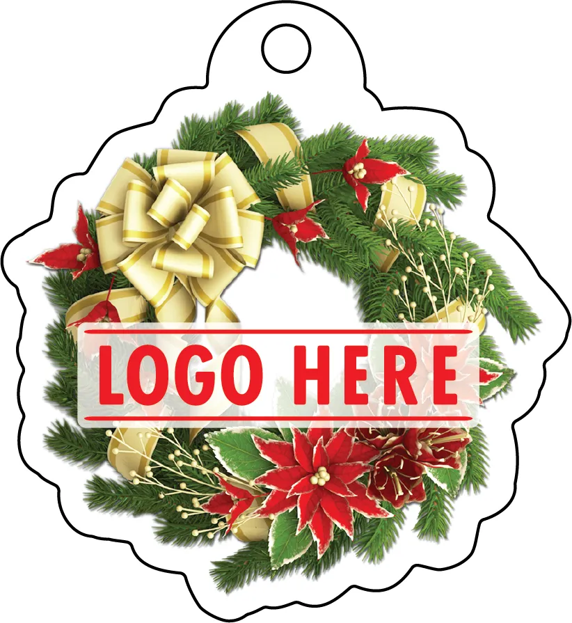 Full Color Acrylic Ornaments - Wreath with Poinsetta