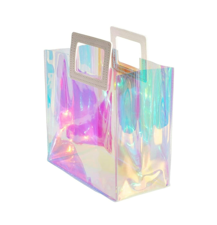 Iridescent Clear Holographic Tote Handbag 1