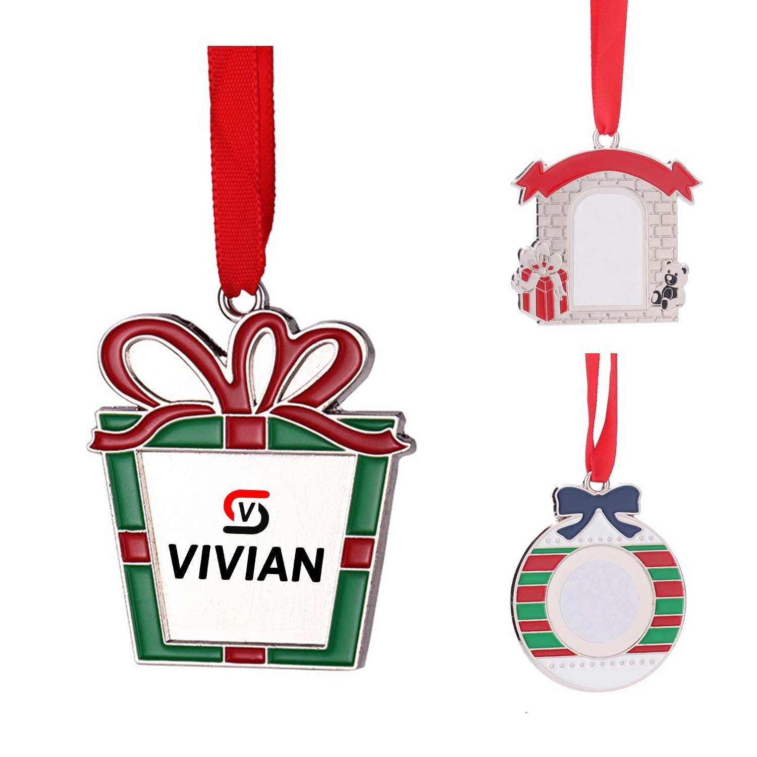 Christmas Ornament W/ A Red Ribbon 3