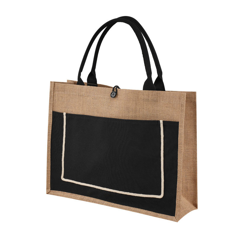 Large Jute Tote Bags With Front Pocket, custom tote bag with logo imprint 4