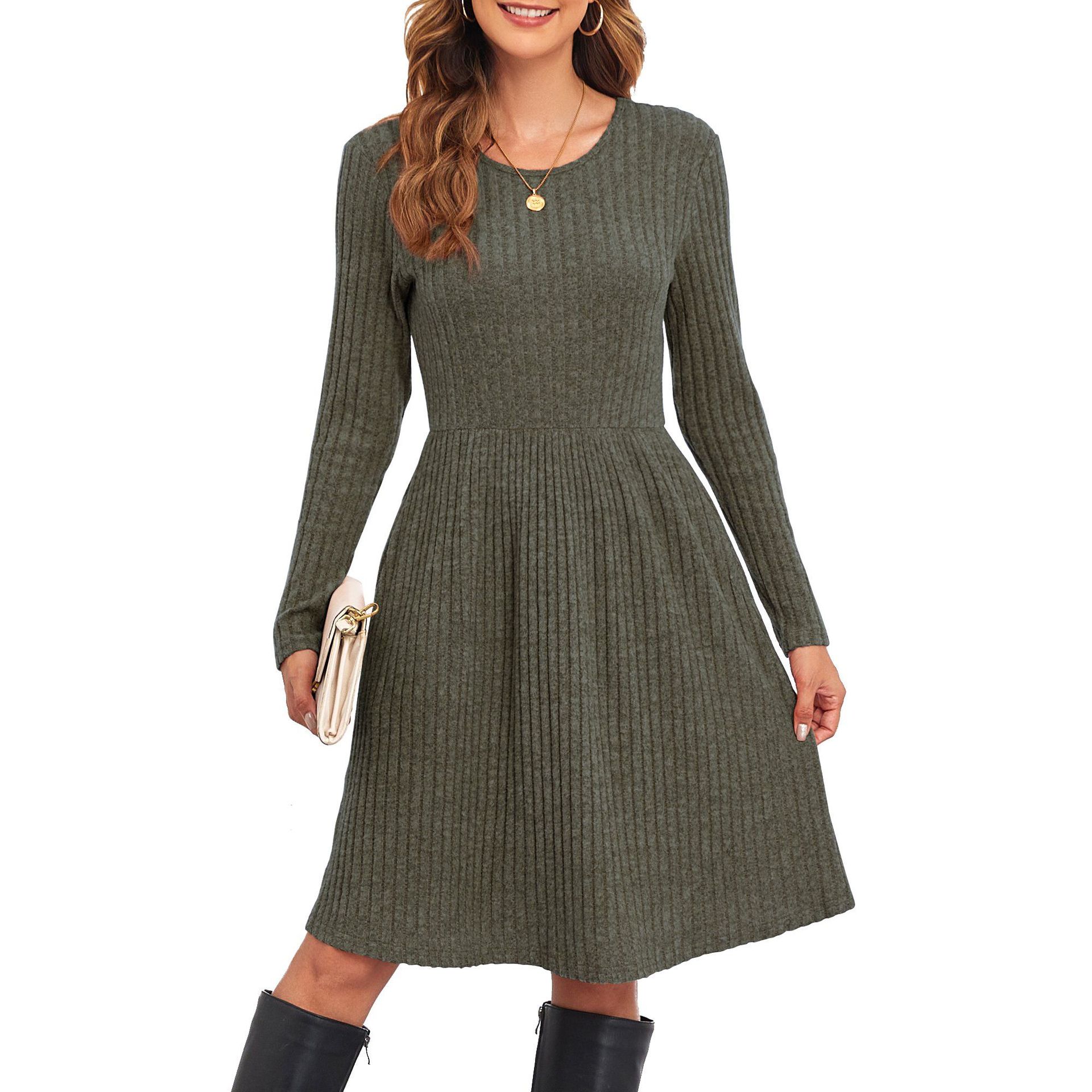 Women Long Sleeve Fall Dresses with Pockets 11