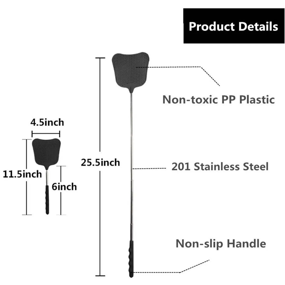 Telescopic Durable Stainless Steel Handle Fly Swatter 5
