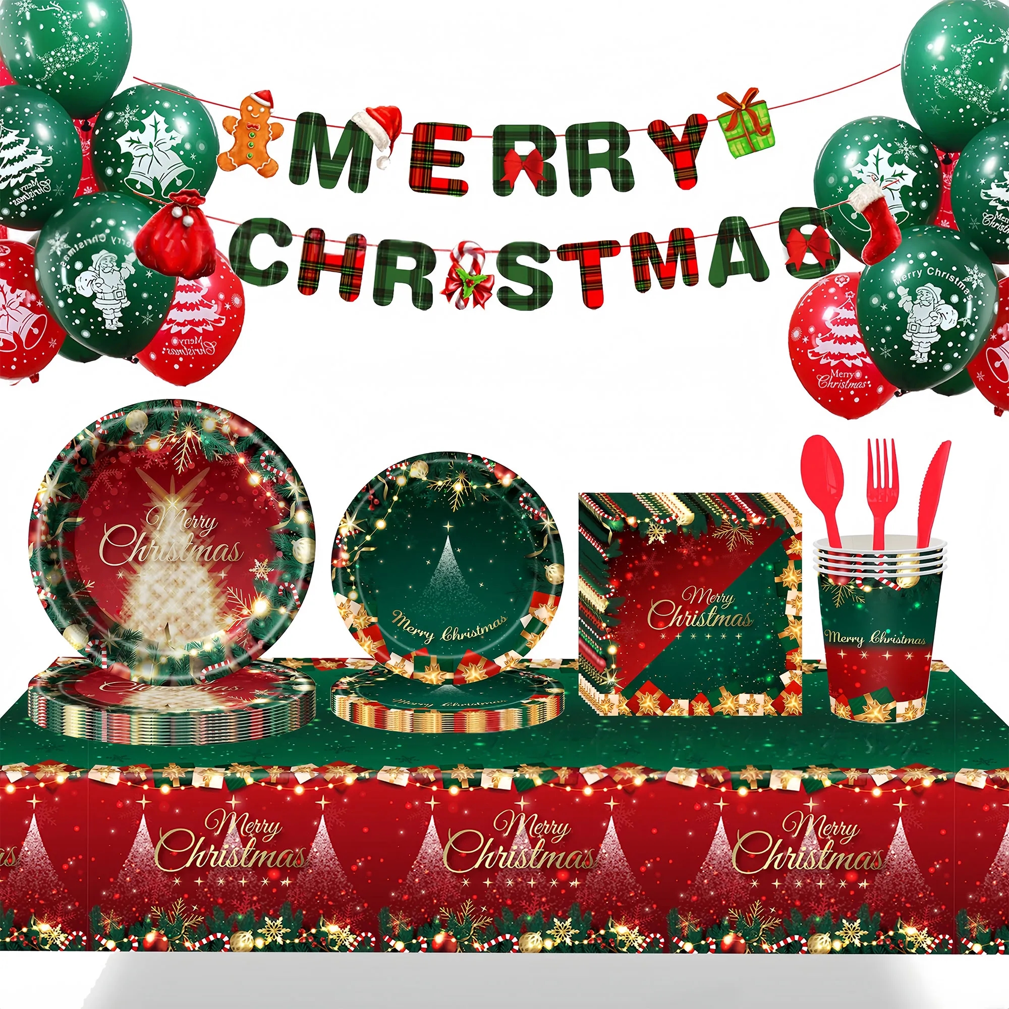 Festive Christmas Party Tableware Set With Bunting Decor 4