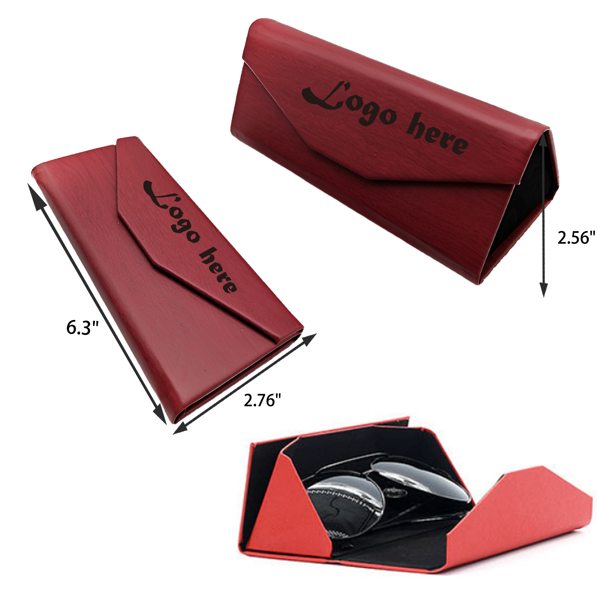 MOQ 50 PCS Practical Foldable Leather Eyeglasses Case 6