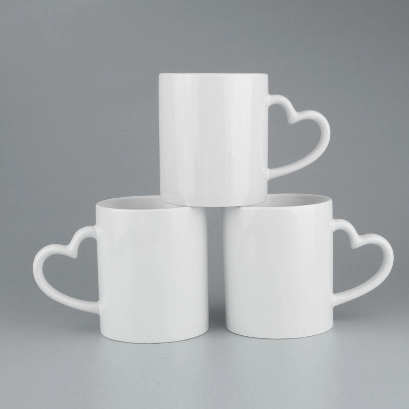 Custom 11 OZ Blank Mugs With Heart shaped handle 5