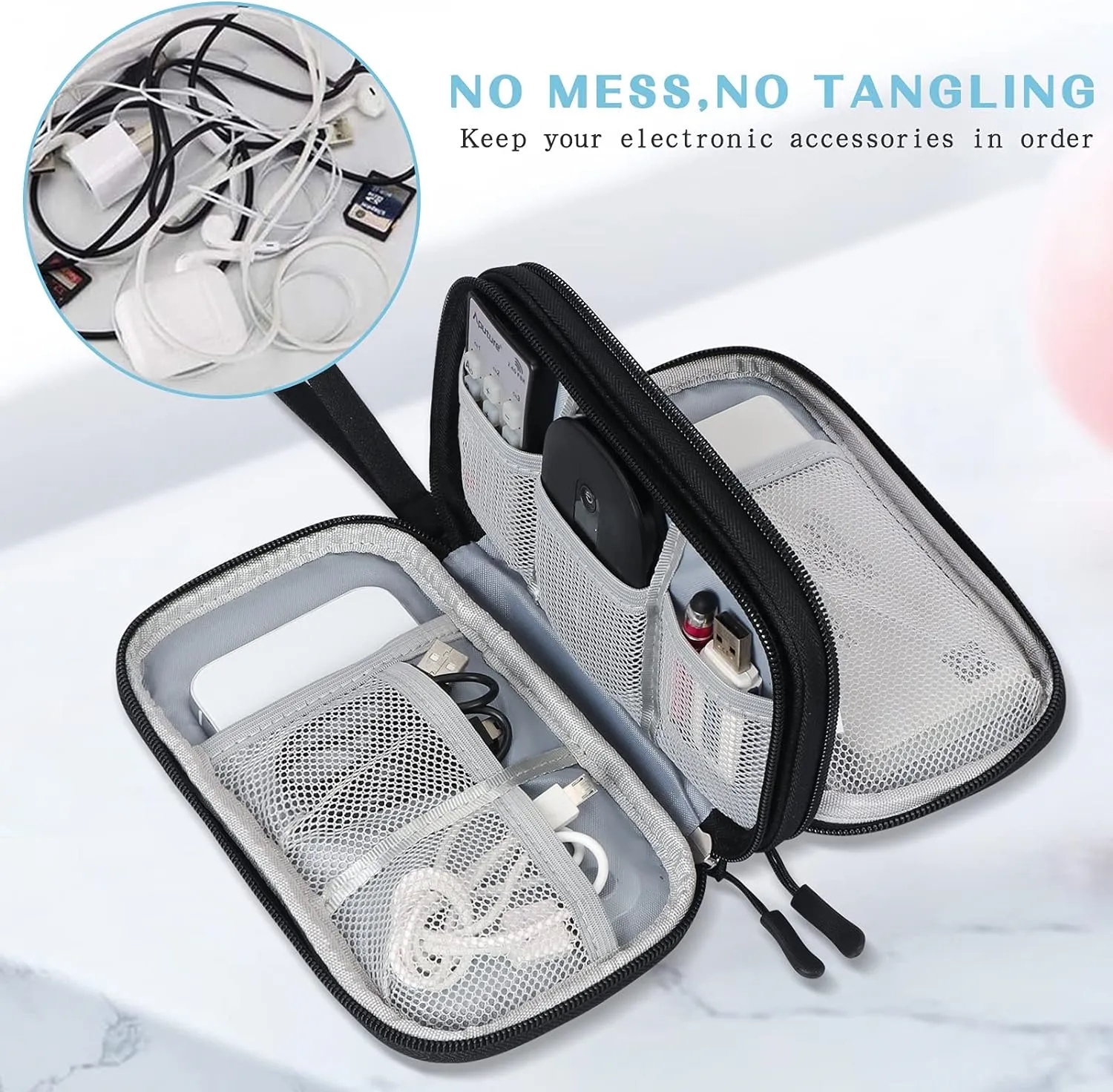 Waterproof Double Layers Travel Cable Organizer Pouch 3