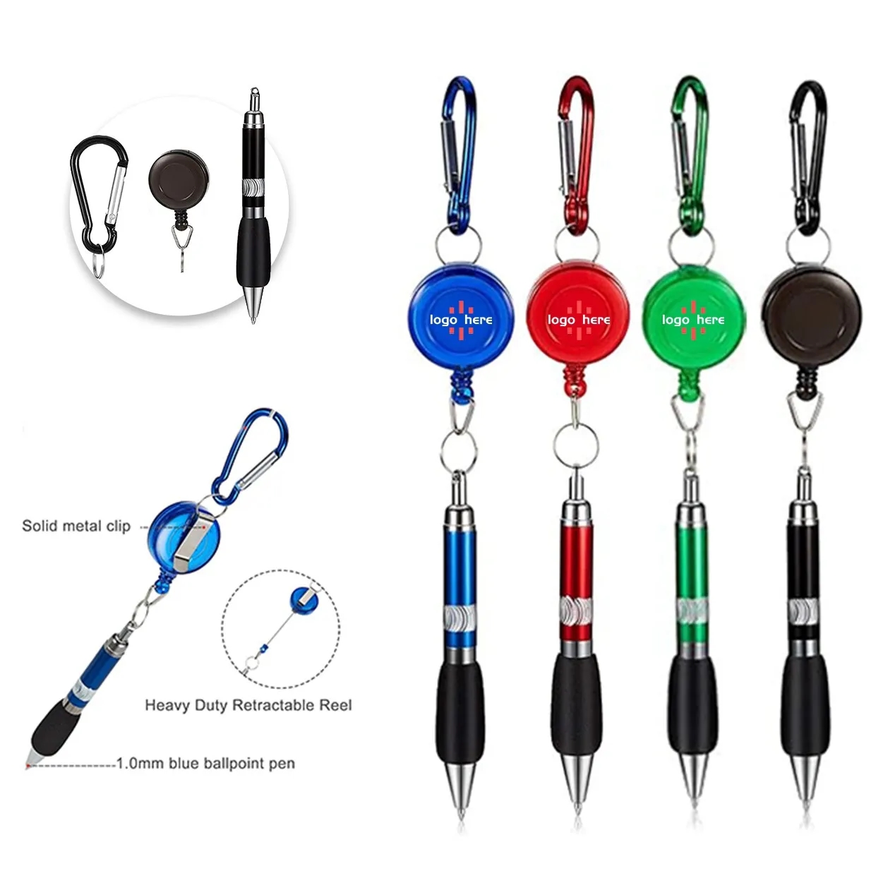 Keychain Retractable Badge Reel Ballpoint Pen 3