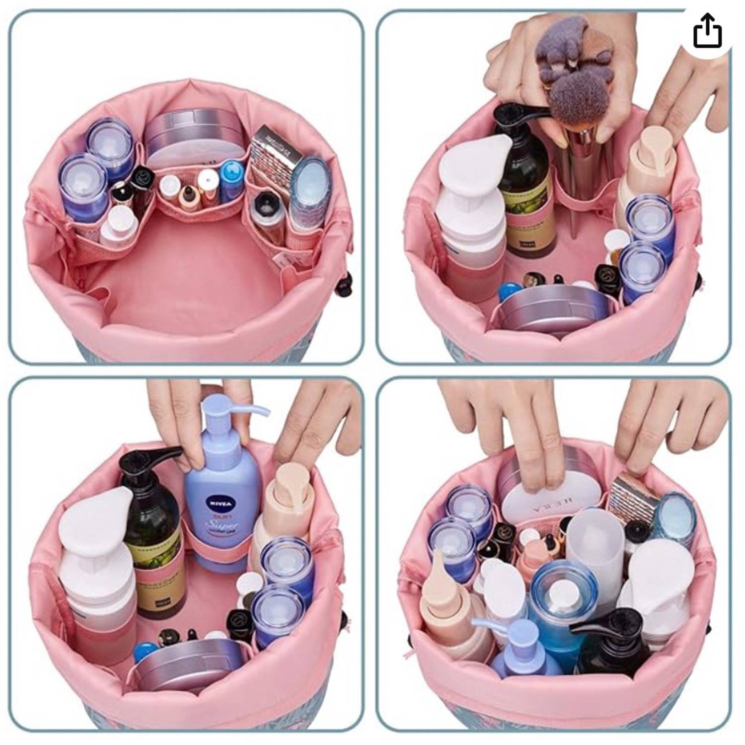 Barrel Drawstring Makeup Travel Bag 7