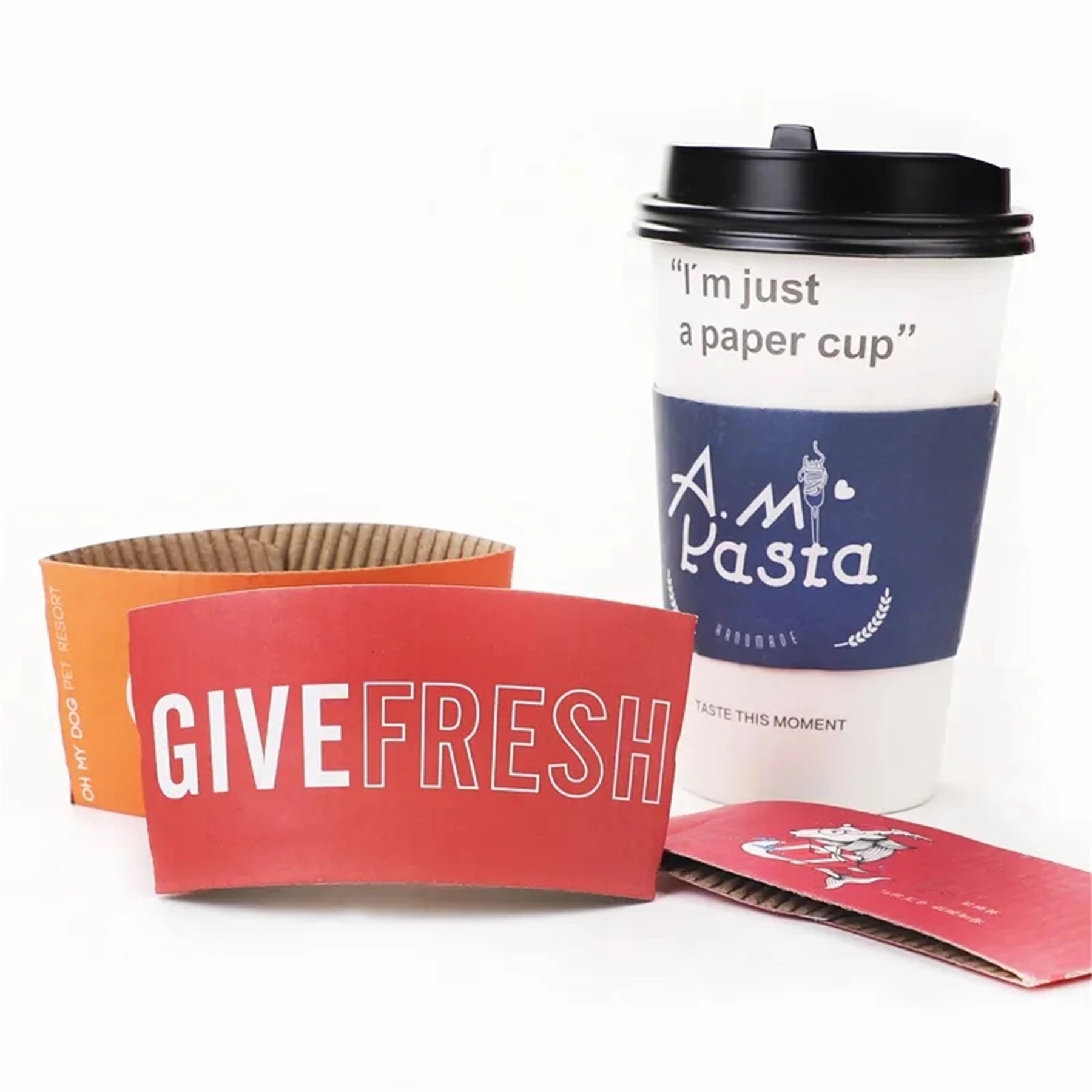 Disposable Paper Anti Scalding Cups Sleeves 8-24Oz 3