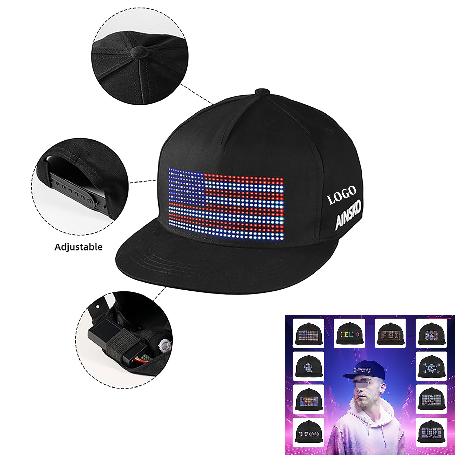 LED Animation Display Baseball Cap 2