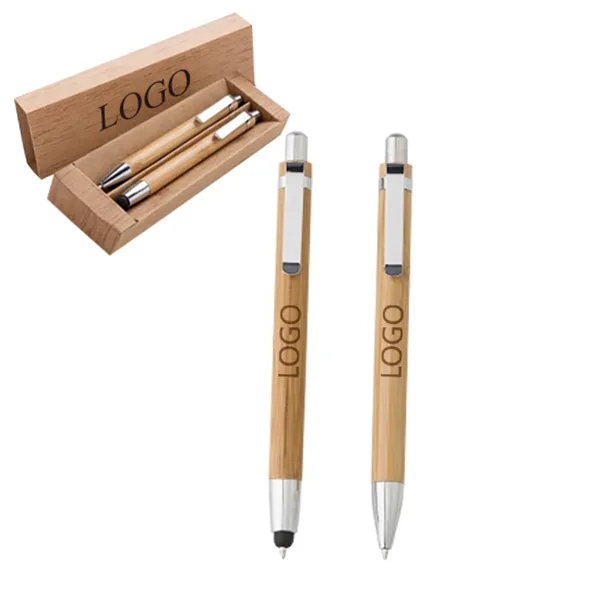 Printed bamboo pen set in cardboard box 2