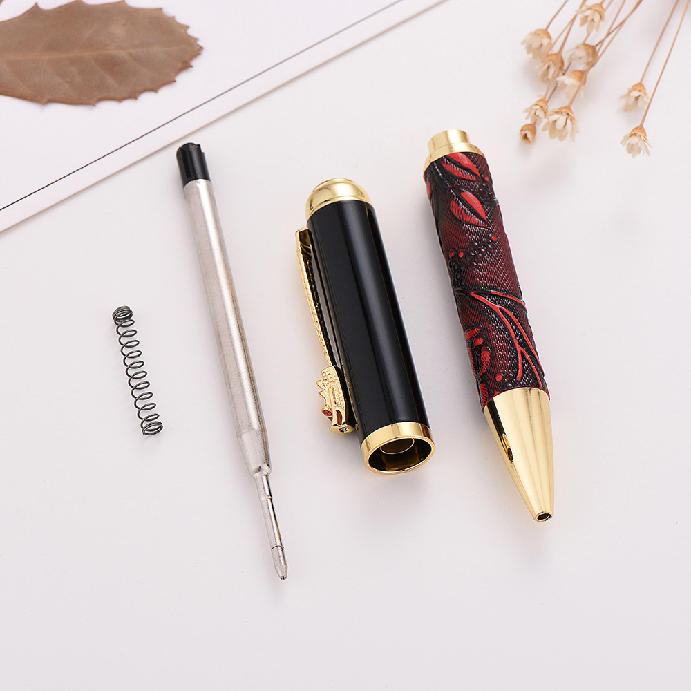 Vintage Leather Ball Pen with Dragon Shape Clip 8