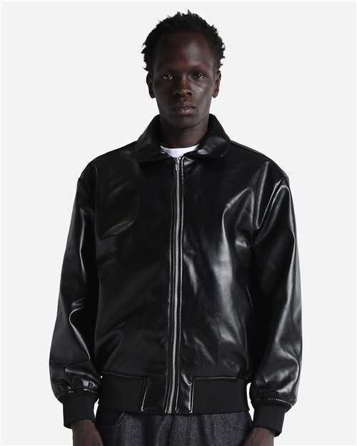 Unisex PU Leather Collared Varsity Jacket - SHPVB 2