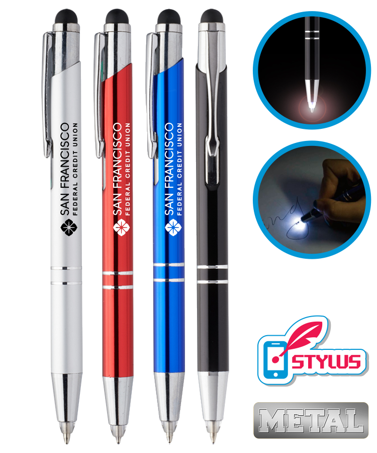 "Lucid" 3-in1 Metal LED Flashlight Stylus Pen 1