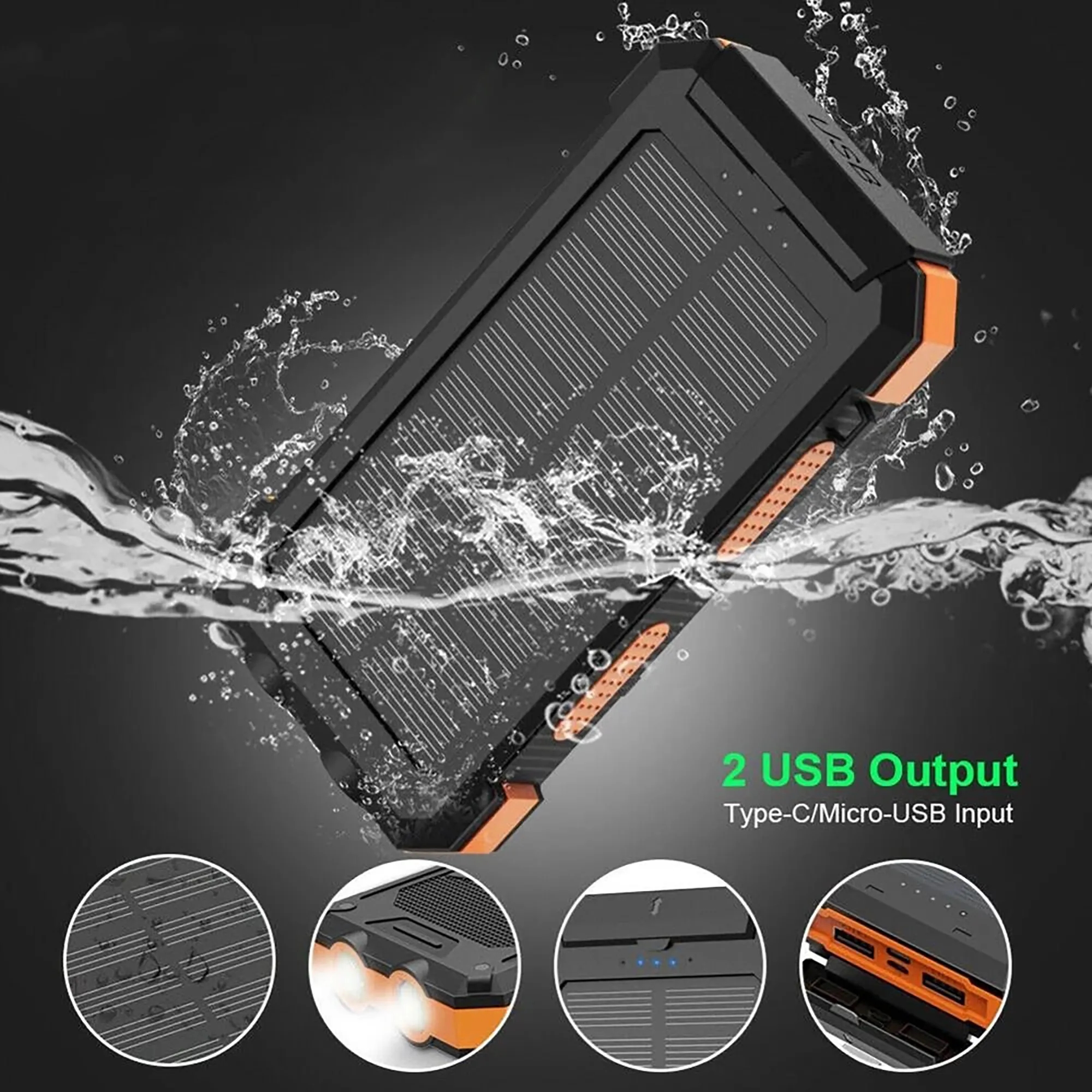 10000 mAh Solar Power Bank with Compass 1