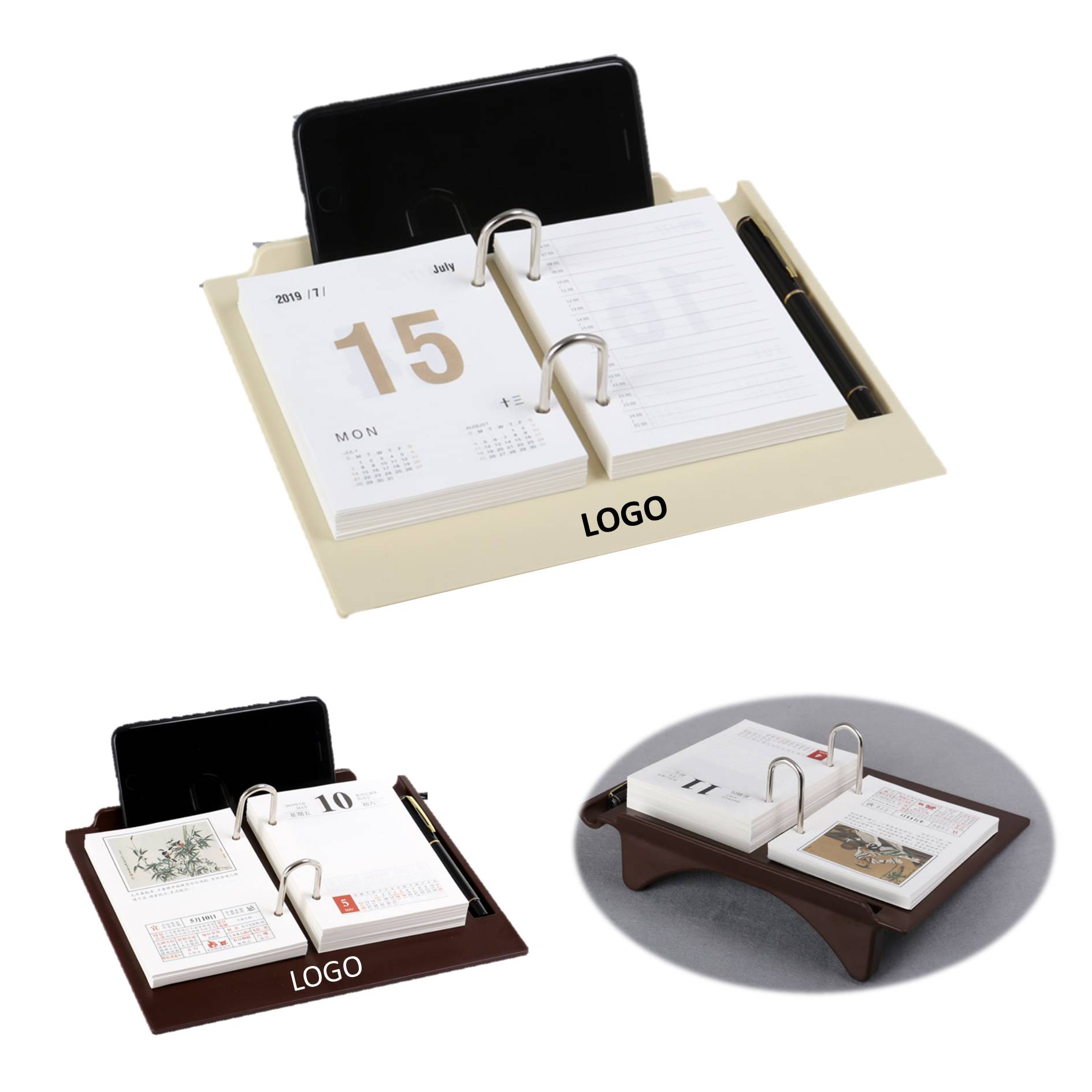 Office Print Desk Daily Calendars With Pen Holder 2