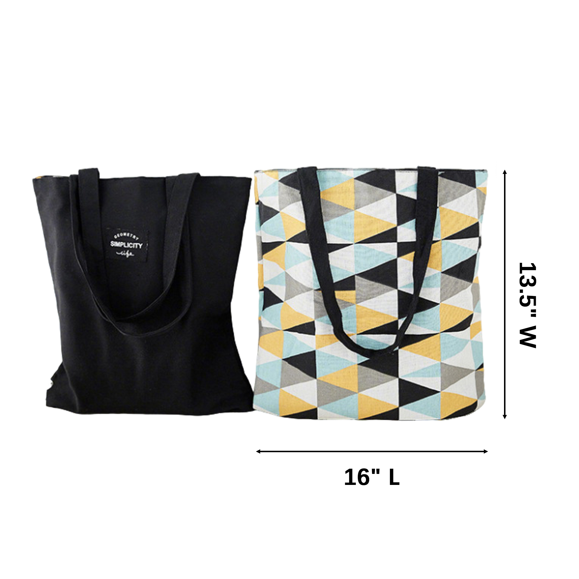Reversible Cotton Carry Tote Double Layer 16" x 13.5" 9