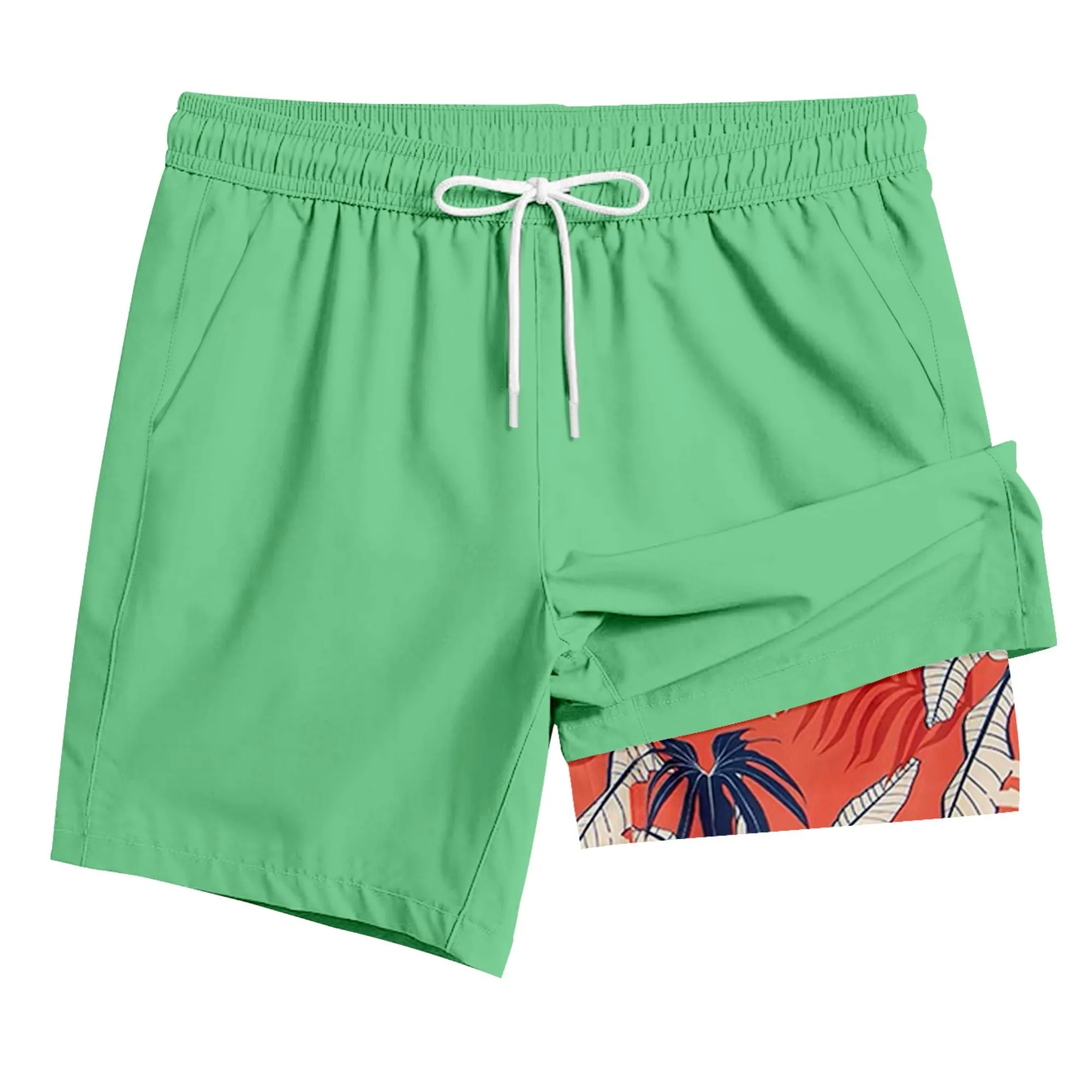 2-In-1 Tropical Print Beach Shorts 10