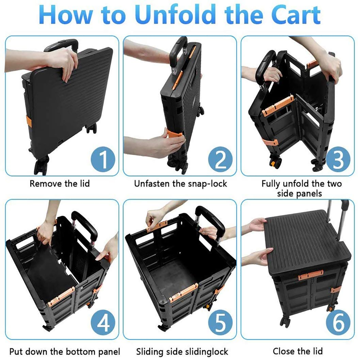 55L Foldable Utility Cart Shopping Trolley Wheel 2