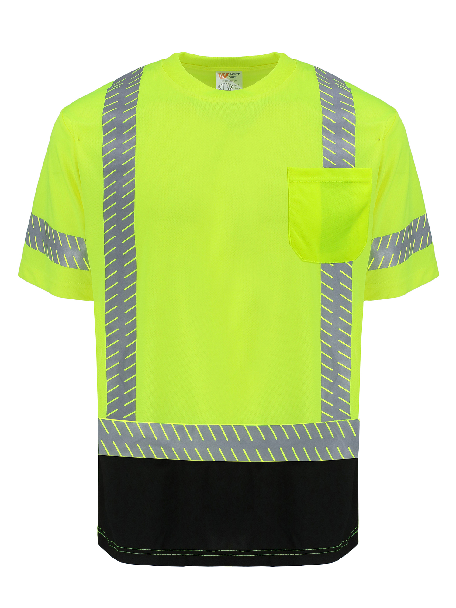 Safety Brite SB-C3SSBBSEG Class 3 Short Sleeve HI VIS Black Bottom Segmented T-Shirt 1