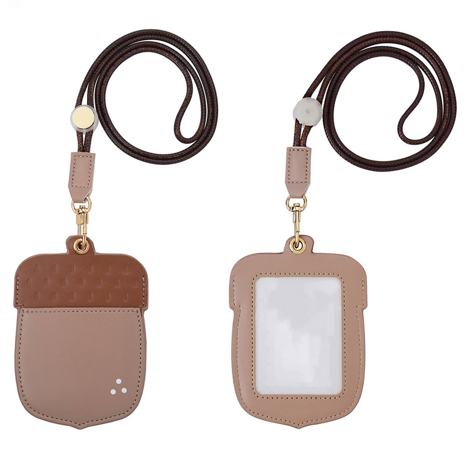 PU Leather Fruit Card Holder Lanyard w/ Double Slots 1