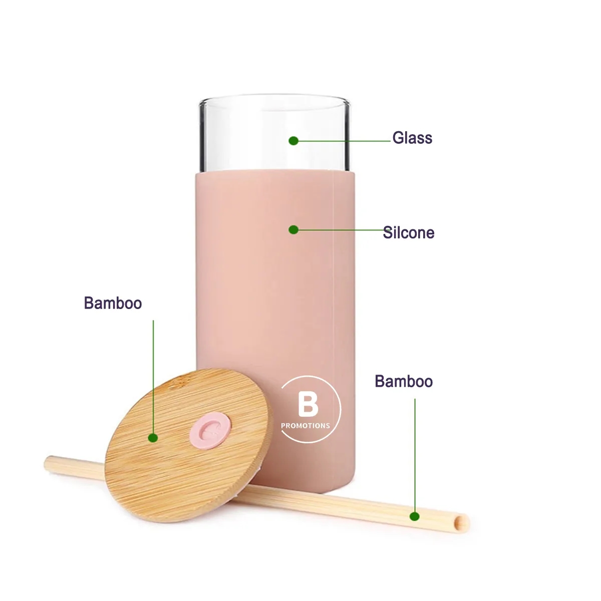 16 oz Glass Tumbler with Bamboo Lid Straw Silicone Sleeve 1