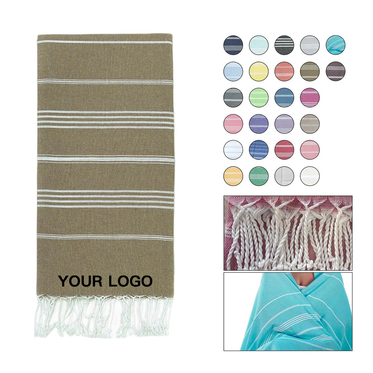 Eco Friendly Cotton Beach Towel with Fringe Design 8