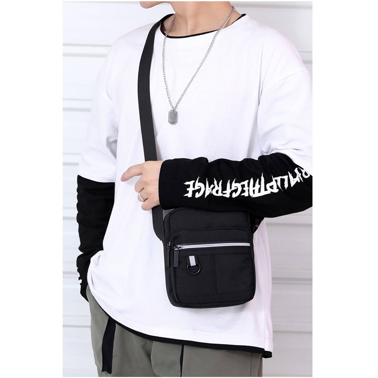 Mini Canvas Portable mobile phone coin Crossbody Bag for Men 1