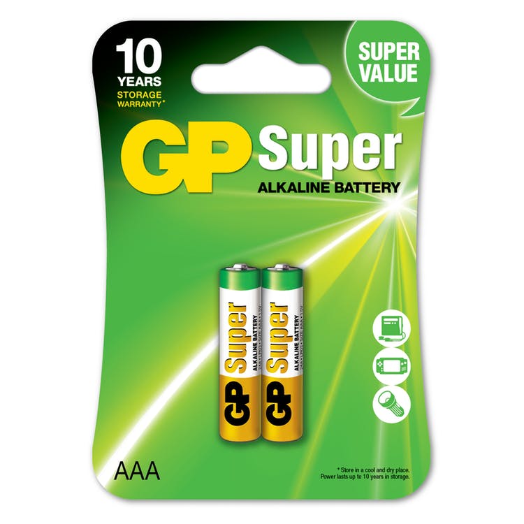 GP Super Alkaline AAA Batteries - 2 Pack 2
