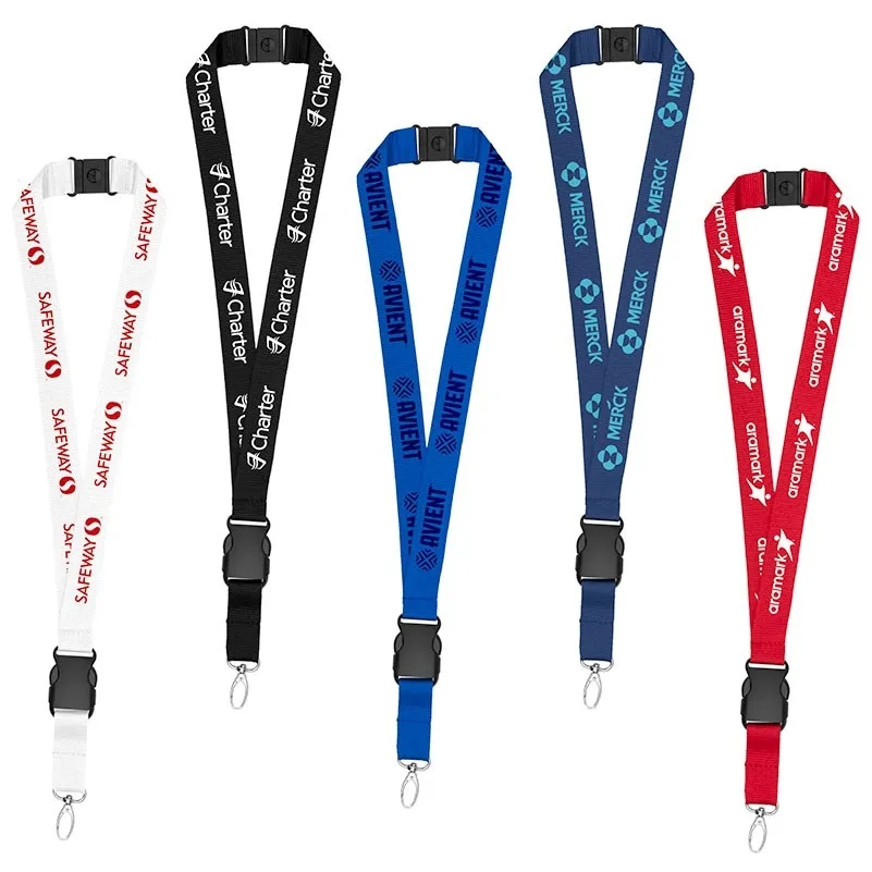 1" Eco Friendly rPET Lanyard with Buckle and Safety Breakawa 2