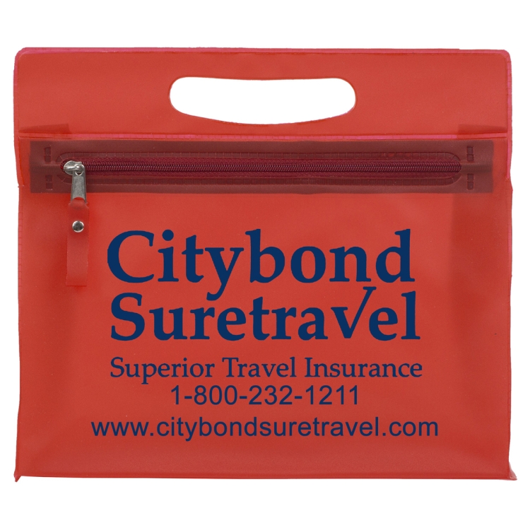 9-1/2" W x 8-1/4"H - "Bermuda" Vinyl Travel Pouch with Zipper 24