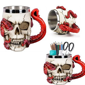 Skull Beer Coffee Mug With Tentacle Handle