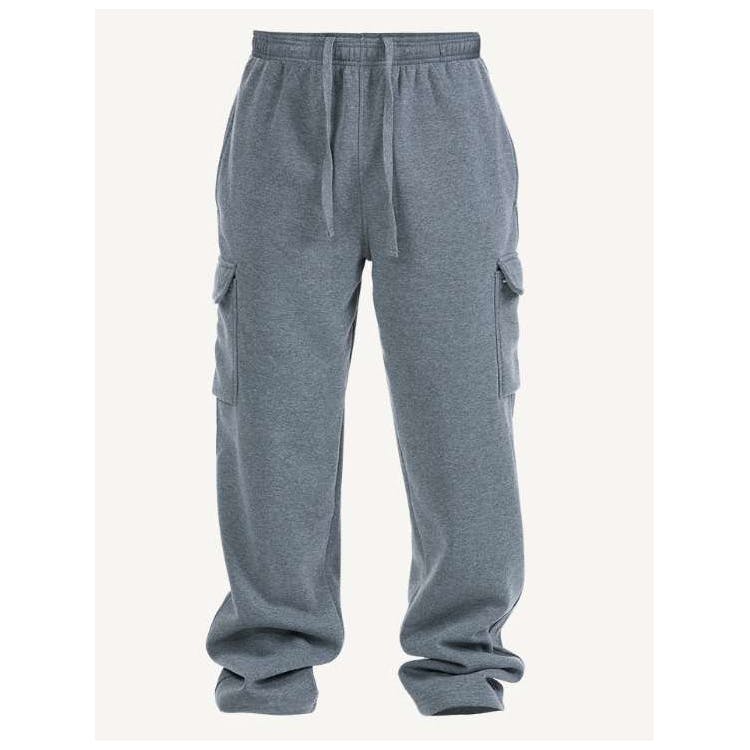 Men's Open Leg Fleece Cargo Sweatpants - Size 3XL-5XL Light Gray 2