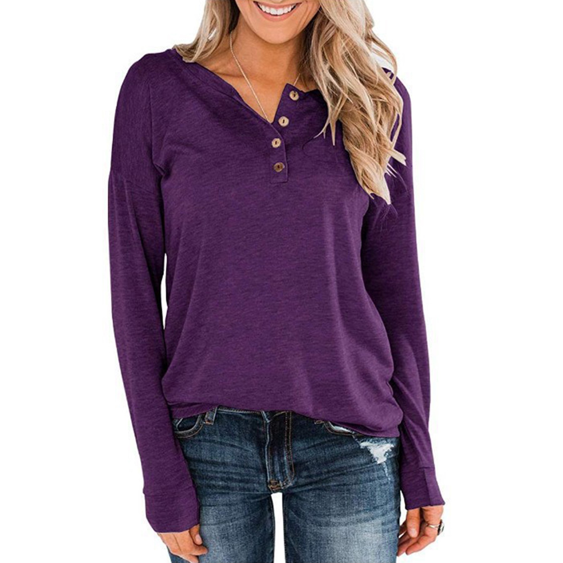 Women's Long Sleeve Henley 2
