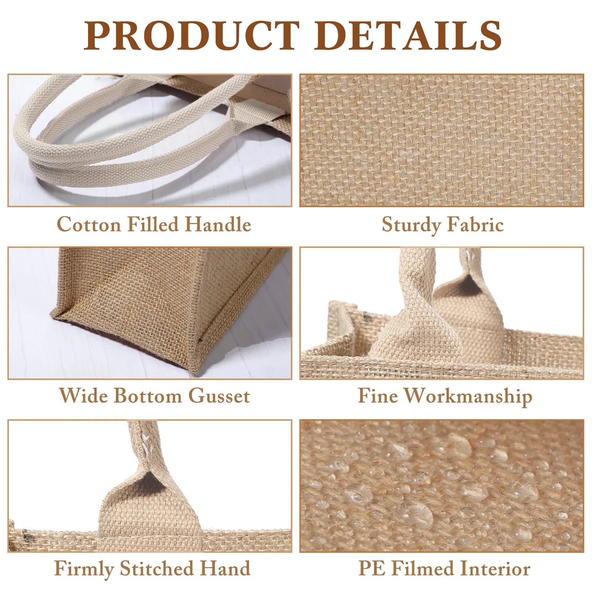 14" x 16" x 19" Large Burlap Tote Bag 4