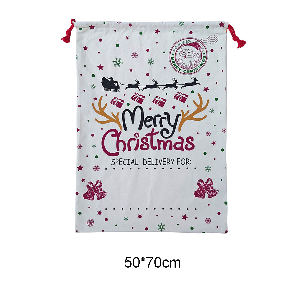 50x70CM Christmas Canvas Gift Bag Drawstring Bag 7