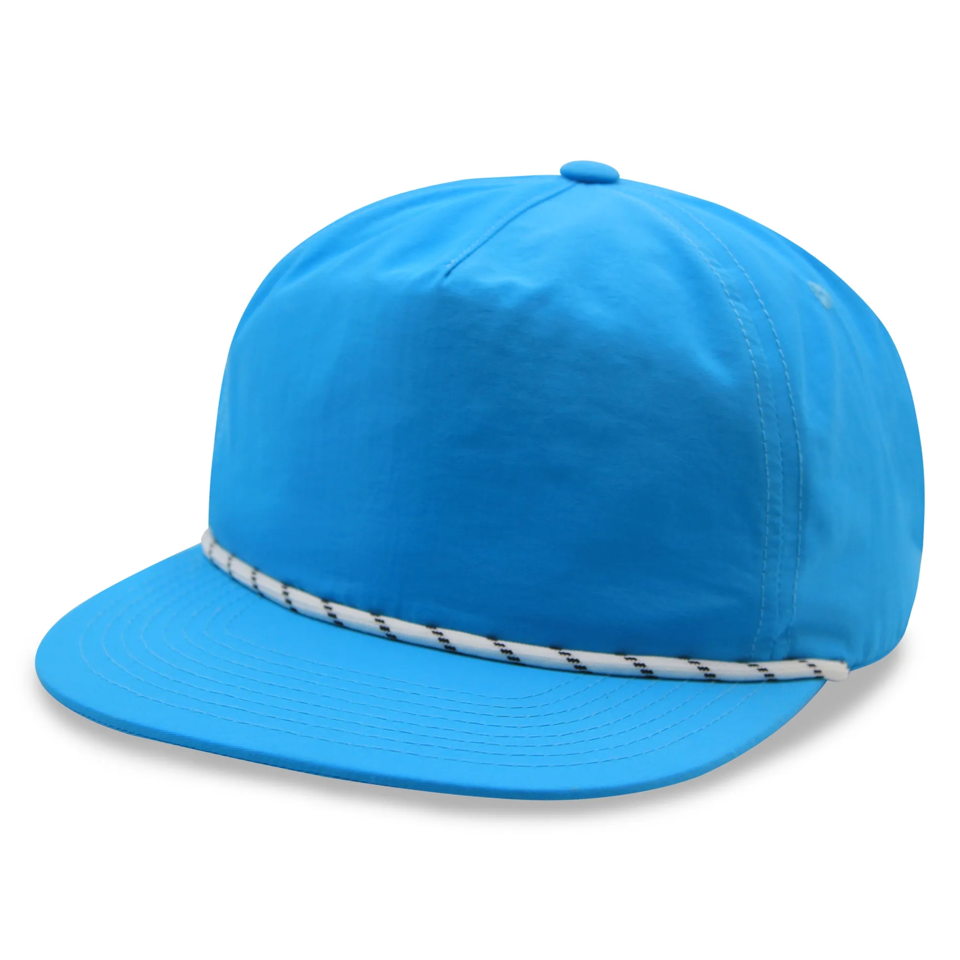 Waterproof nylon 5 panel unstructured snapback rope hat