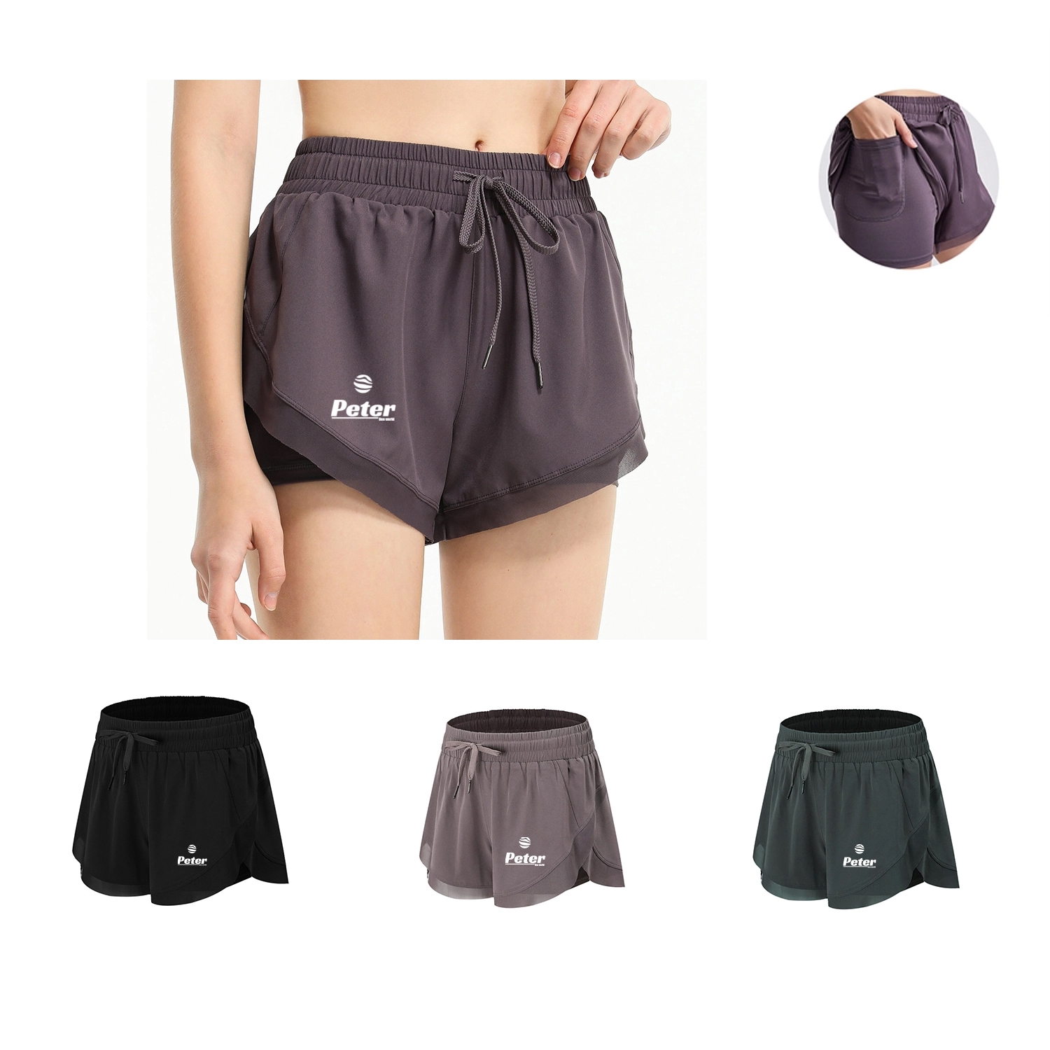 2-In-1 Dry Quickly Double Layer Sports Shorts Woman 1