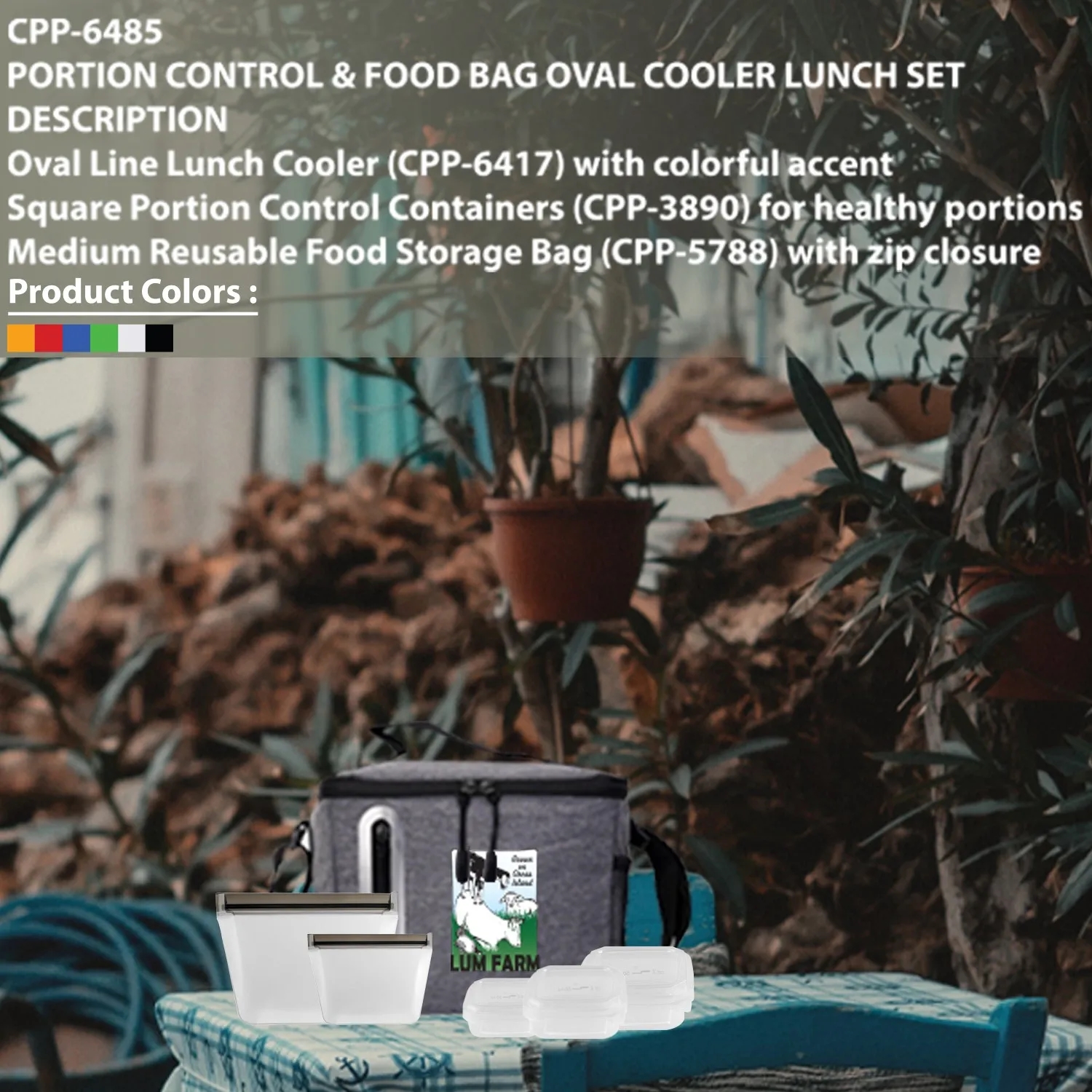 Portion Control & Food Bag Oval Cooler Lunch Set 15