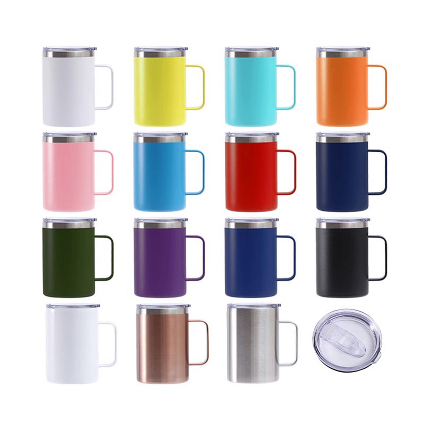 16 Oz. Vacuum Stainless Steel Coffee Mug with Handle & Lid 15