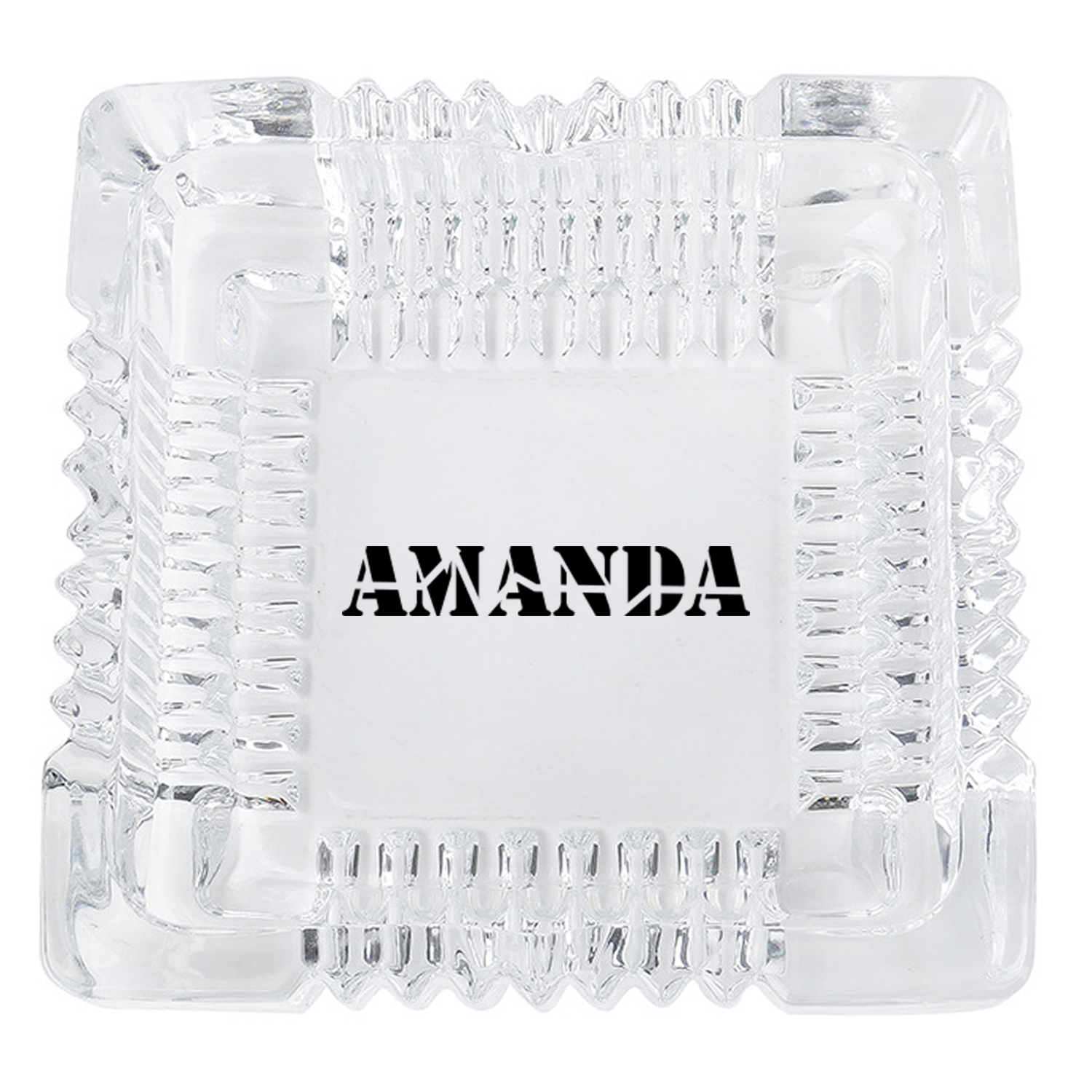 Square Shatterproof Crystal Glass Ashtray 4