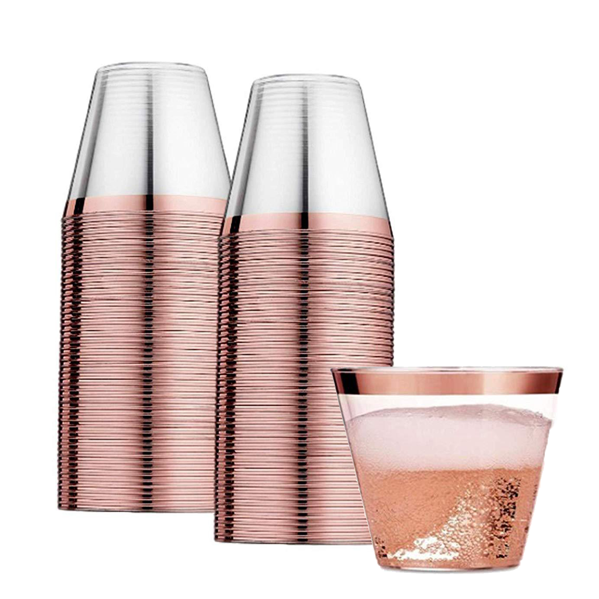 9 Oz Customizable Clear Plastic Cups with Metallic Rim 6