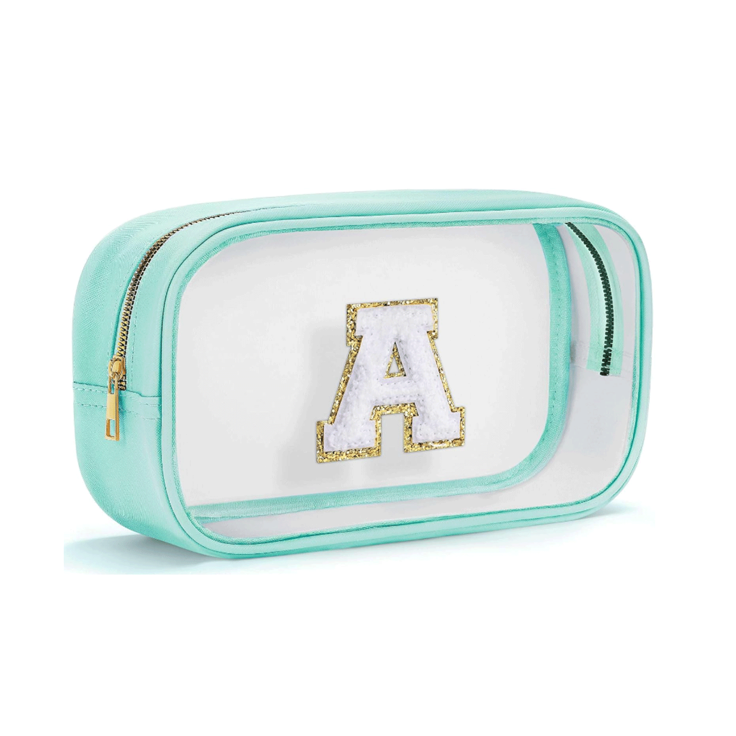 PVC and PU Leather Clear Makeup Bag W/ Initial Letter 8