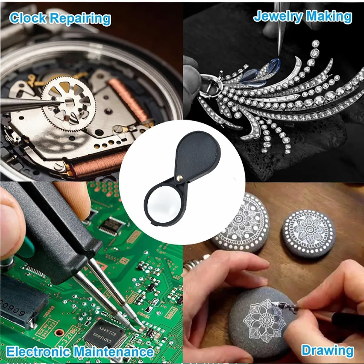 10X Mini Folding Pocket Magnifying Glass 4