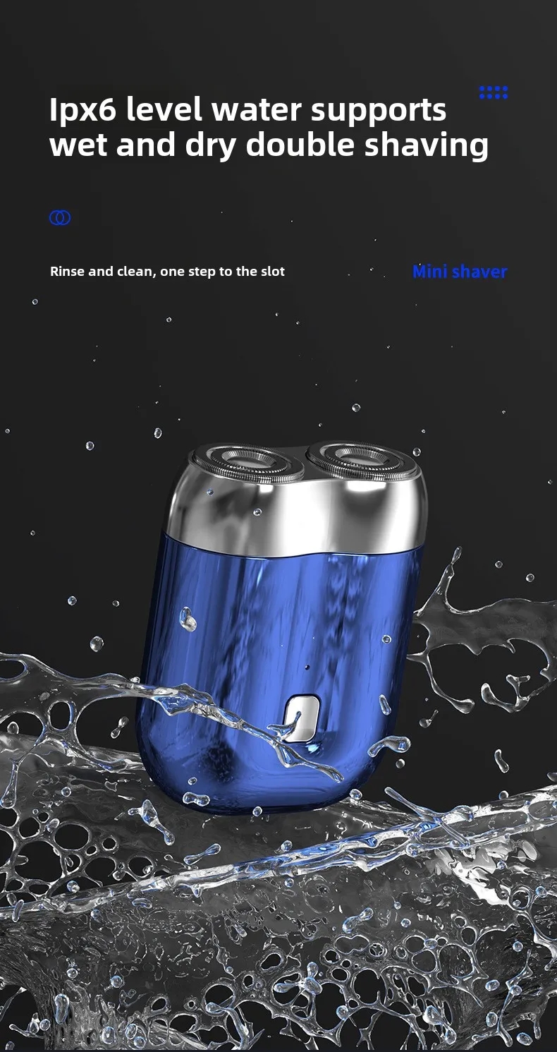 2025 Mini Dual Head Electric Shaver USB C Rechargeable Waterproof Travel Razor for Men 3