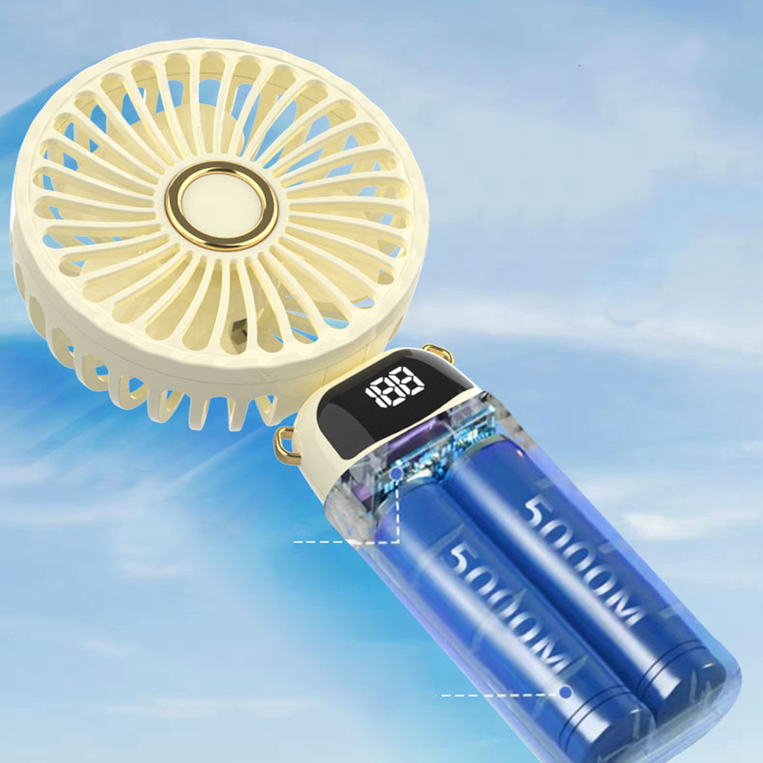 Digital Display Foldable Handheld Fan 3